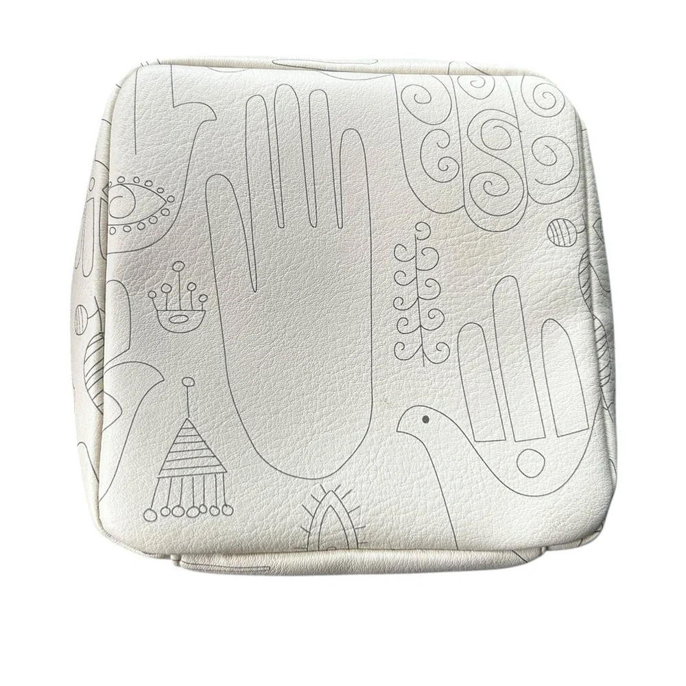 Jungalow Justina Blakeney‎ Jewelry Travel Case Hamsa Eye Print White Green 7x7